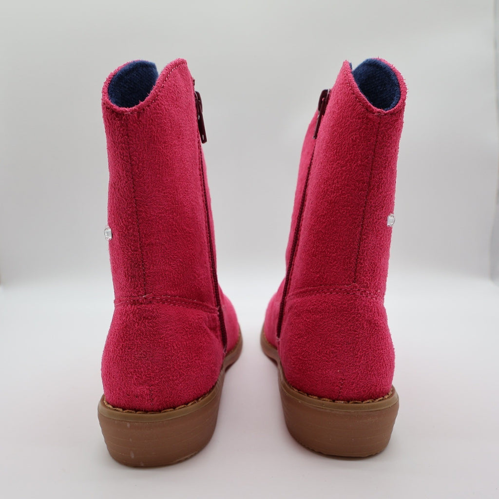 L'Amour Cowboy Boots Kids Size 1 Fuchsia Pink Faux Suede Rhinestone Studs V8400 - take2supply
