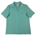 Fran Keene Vintage 70s Blouse Womens 10 Aqua Mint Green Short Sleeve Button Up - take2supply