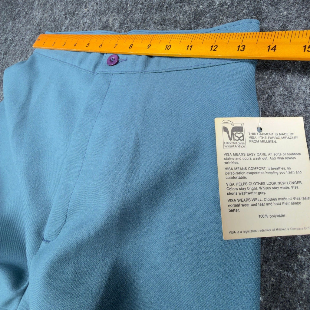 Visa Vintage 70s Stretch Trousers Womens 12 Blue Polyester Deadstock NWT - take2supply