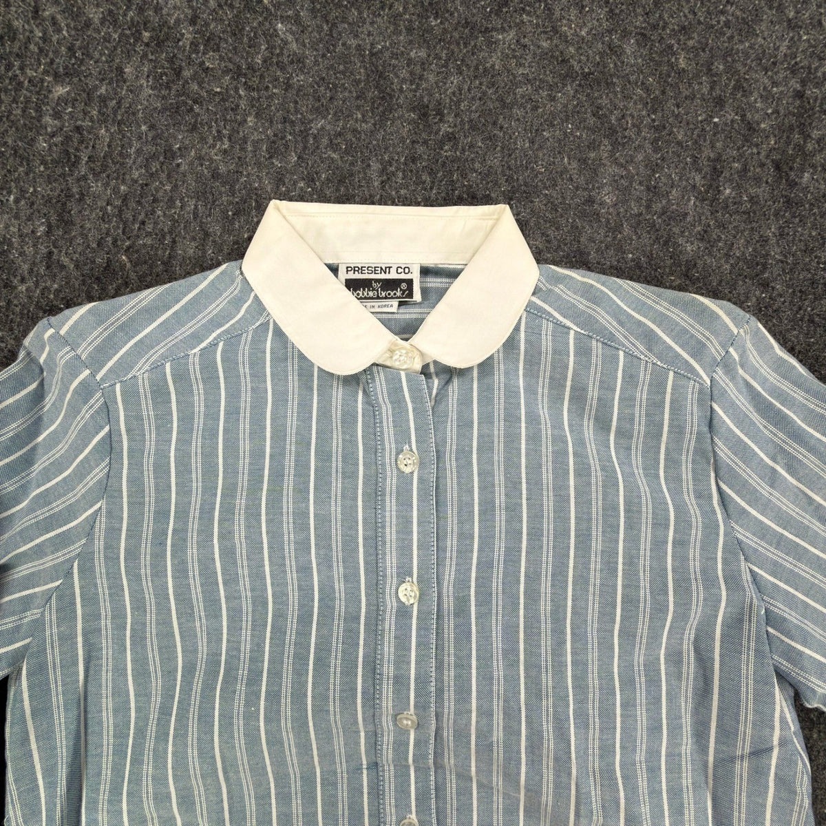 Bobbie Brooks Vintage 80s Striped Blouse Womens 5/6 Blue Cotton Blend NWT - take2supply