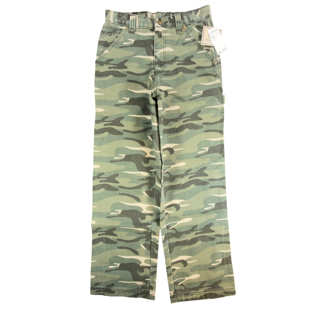 John Deere Carpenter Pants Boys 14 Y2K Camo Canvas Woodland Workwear Deadstock - take2supply