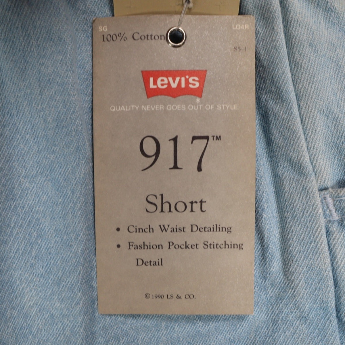 Levi's 917 Denim Shorts Girls 12 Vintage 90s Light Wash Cinch Waist Made in USA - take2supply