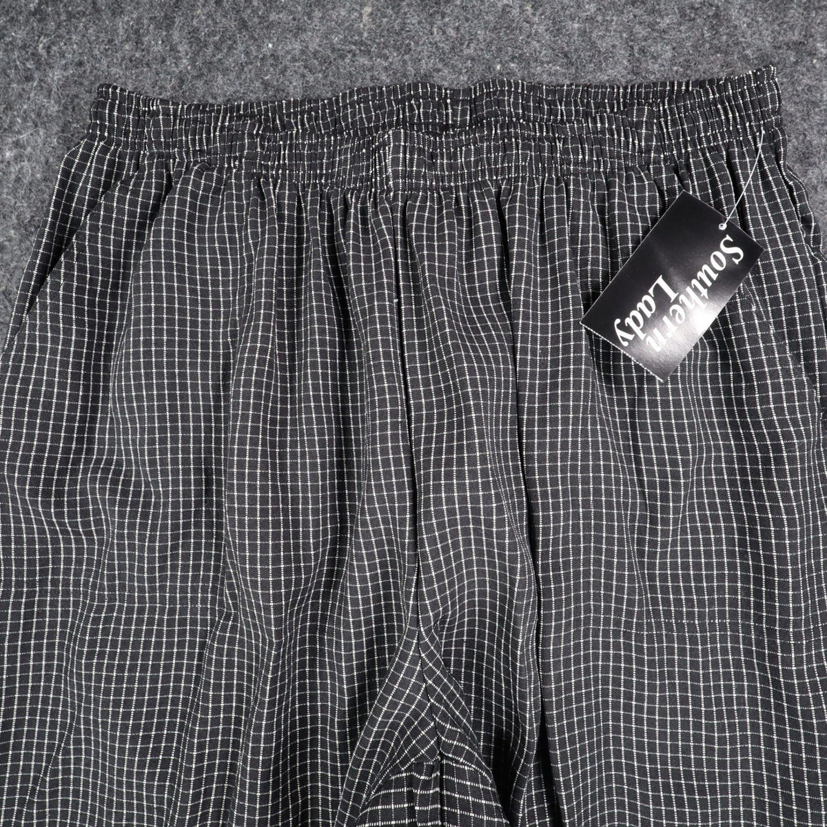 Southern Lady Pants Womens Large Black White Grid Check Elastic Waist NWT NOS - take2supply