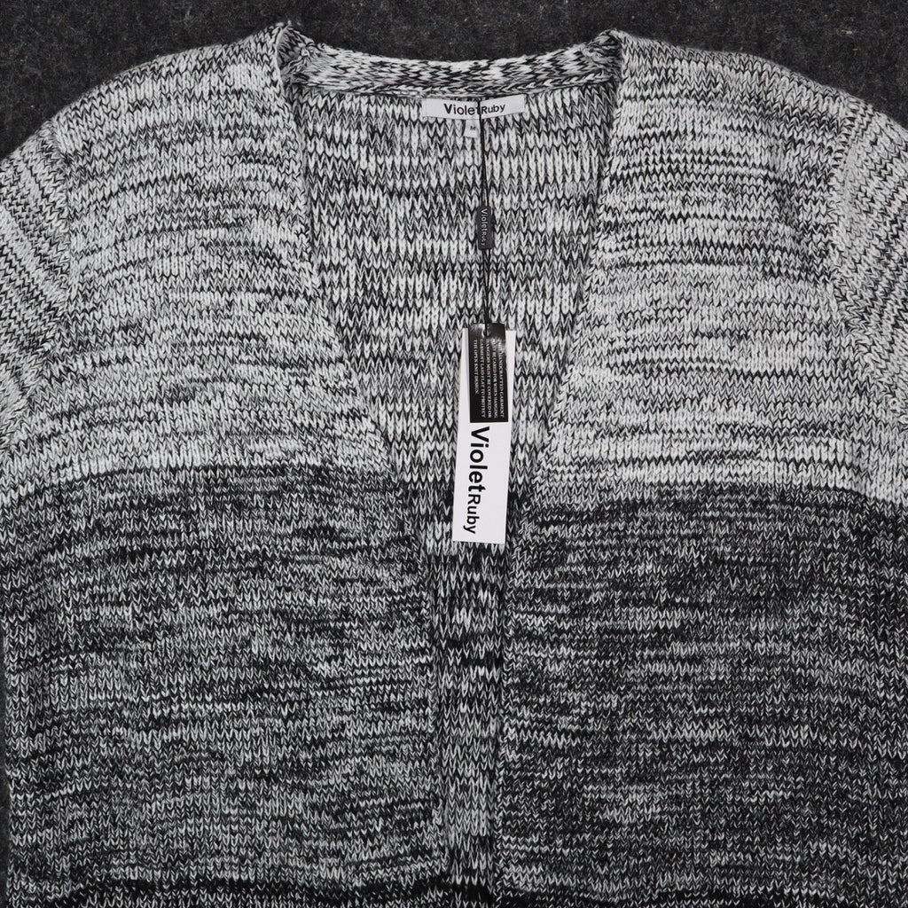 VioletRuby Cardigan Womens Medium Black Grey Ombre Marled Longline NWT - take2supply