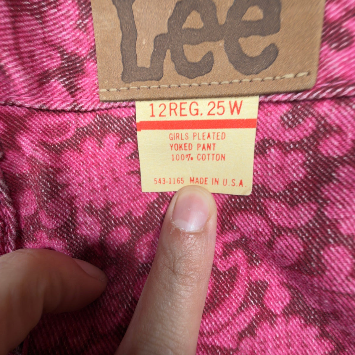 Lee Vintage 80s Floral Pants Girls 12 Magenta Pink Cotton High Waist NWT USA - take2supply