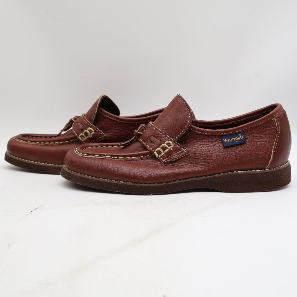 Wrangler Loafers Mens 8 M Vintage Brown Leather Deadstock Moccasin Toe 96-5527 - take2supply