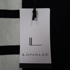 Lana Lee Sweater Womens M/L Black White Striped Colorblock Back Zip Knit Top - take2supply