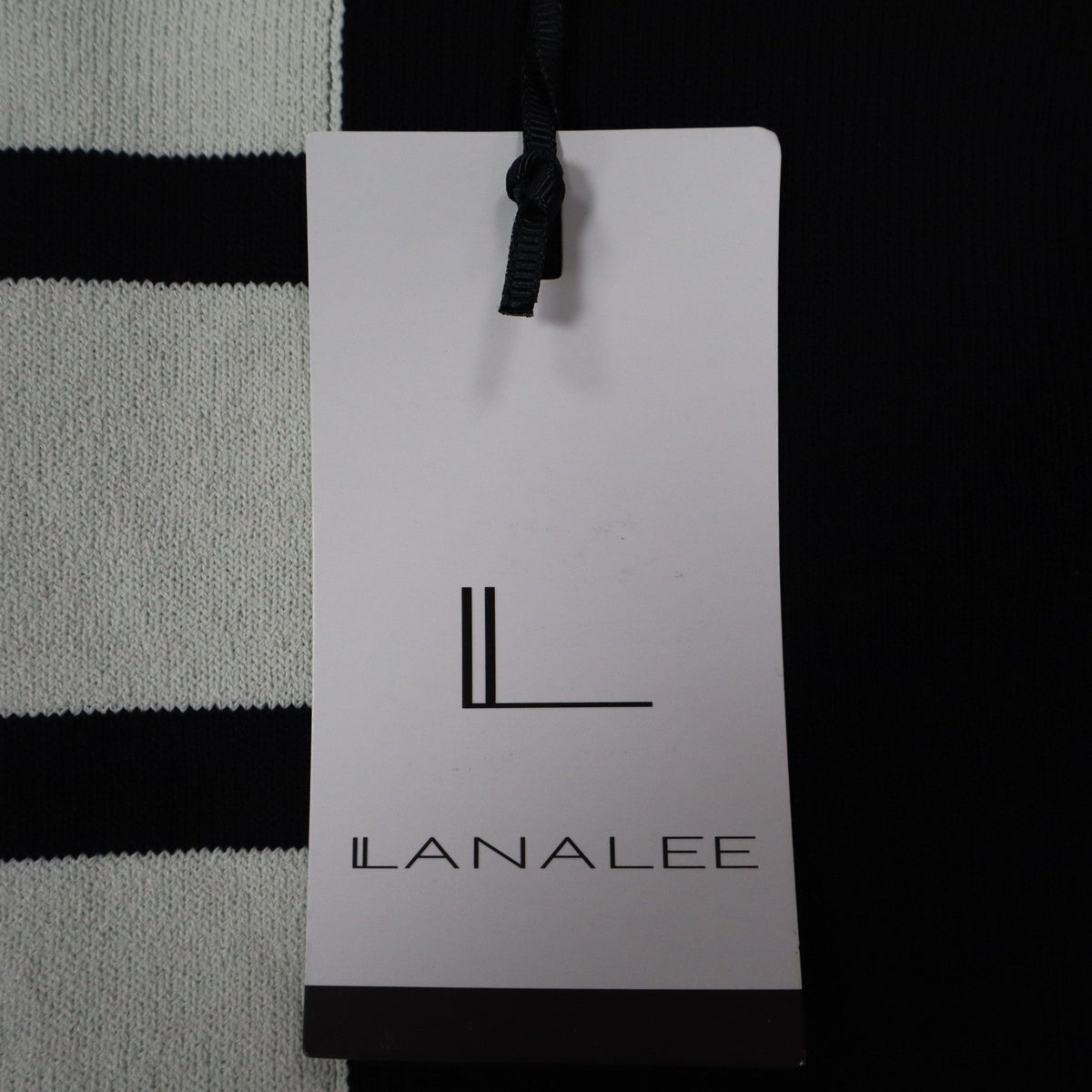 Lana Lee Sweater Womens M/L Black White Striped Colorblock Back Zip Knit Top - take2supply