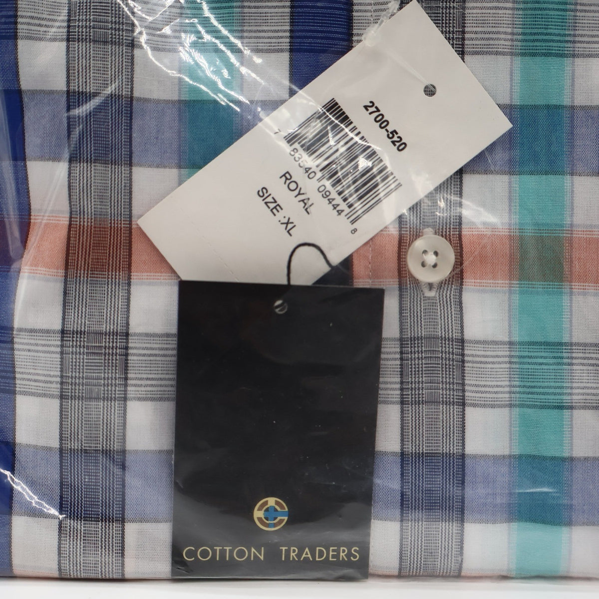 Cotton Traders Plaid Button Down Shirt Mens XL Royal Blue Short Sleeve 2700-520 - take2supply