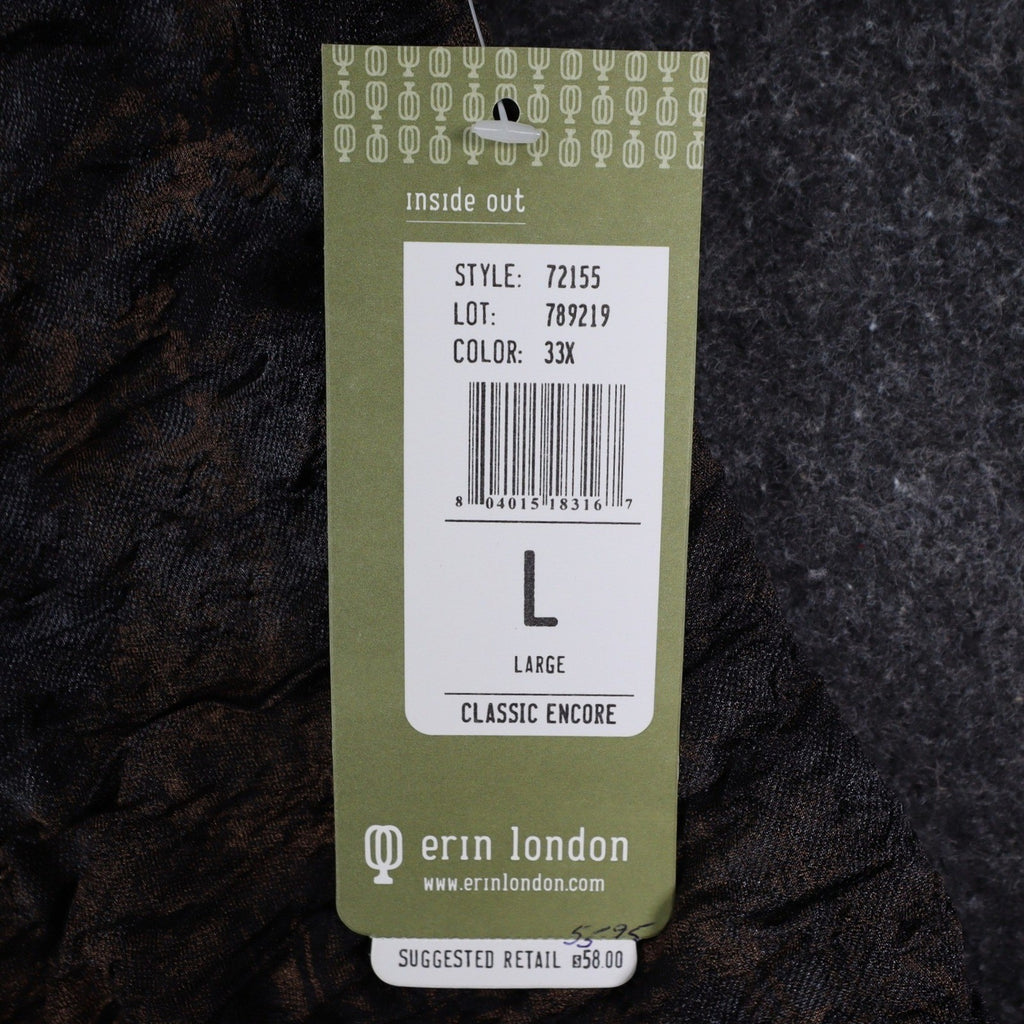 Erin London Full Zip Jacket Large Brown Black Textured Crinkle Mock Neck 72155 - take2supply