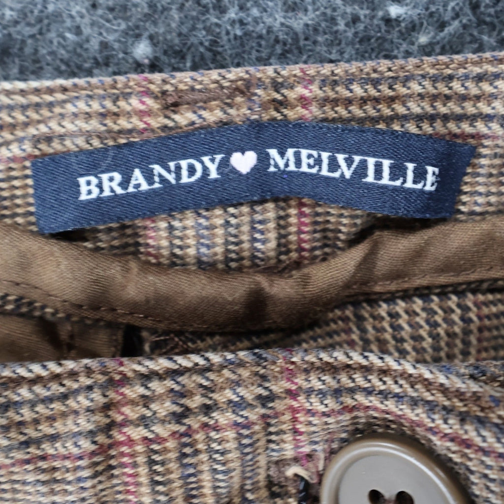 Brandy Melville Plaid Shorts Womens One Size Brown Cotton High Waist Cuffed - take2supply