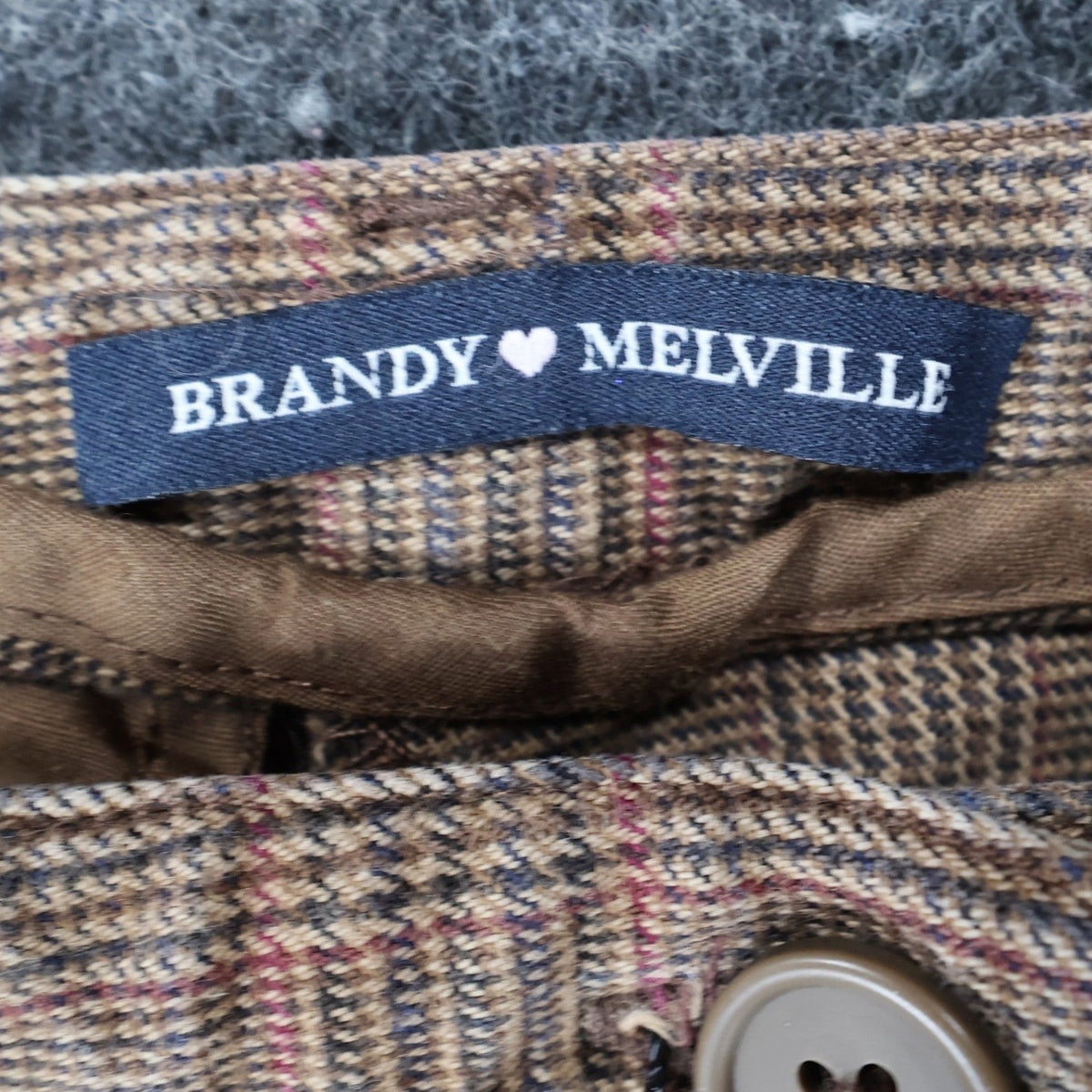 Brandy Melville Plaid Shorts Womens One Size Brown Cotton High Waist Cuffed - take2supply
