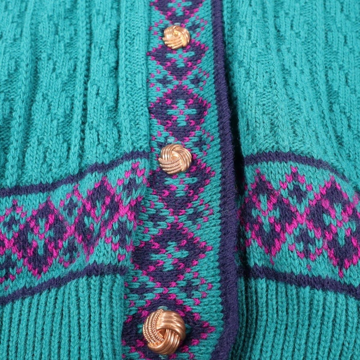 Cricket Lane Cardigan Women Medium Petite Vintage 90s Teal Acrylic Knit NWT USA - take2supply