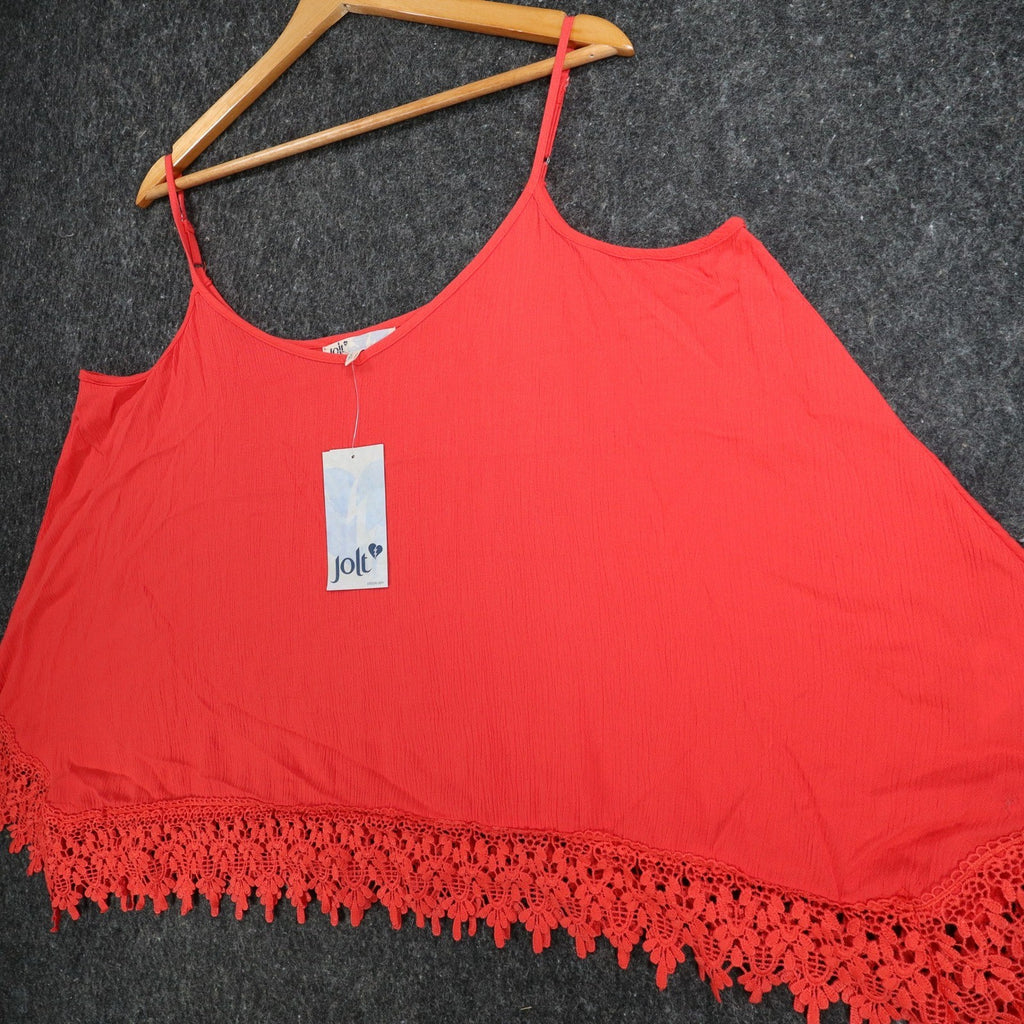 Jolt Cami Tank Top Womens Large Red Rayon Crochet Lace Trim Flowy JW1762DXQ - take2supply
