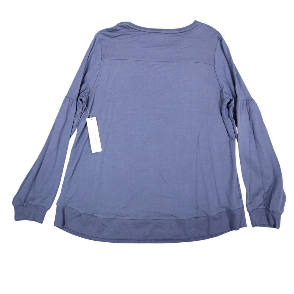 Erin London Top Womens Large NWT Blue Rhinestone Embellished Balloon Sleeve - take2supply