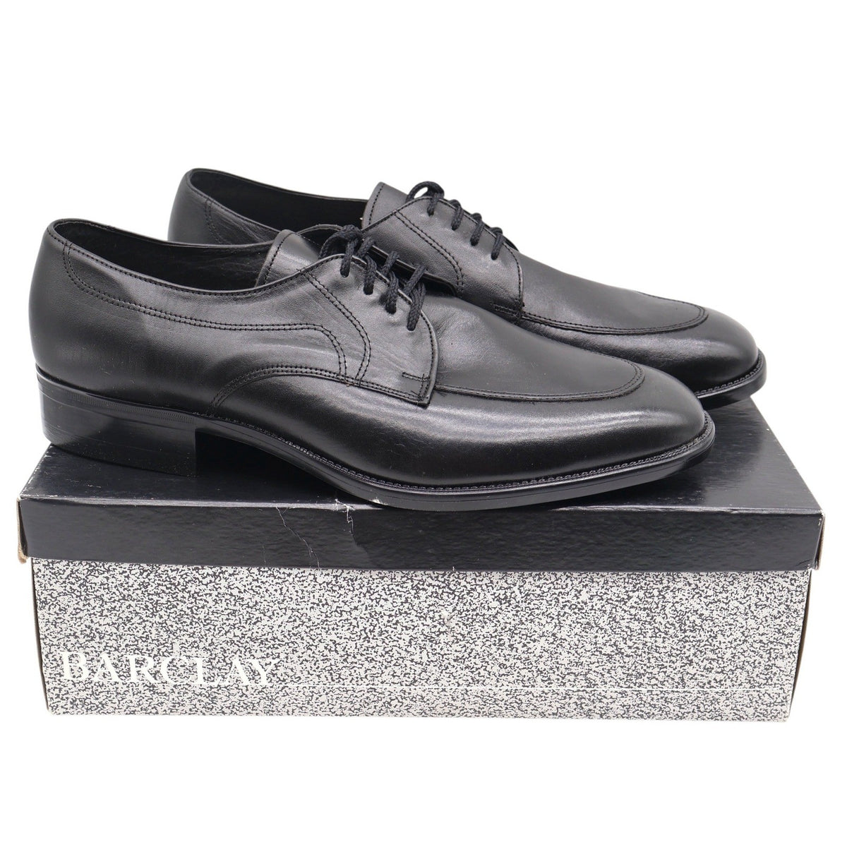 Barclay Oxford Dress Shoes Mens 12 D Vintage Black Leather U-Toe Deadstock 48011 - take2supply