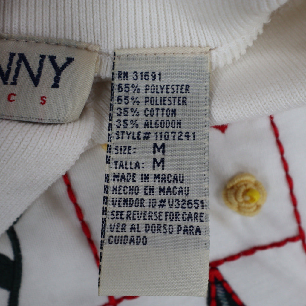 Donnkenny Classics Polo Shirt Womens M Vintage 90s White Embroidered Cat NWT - take2supply