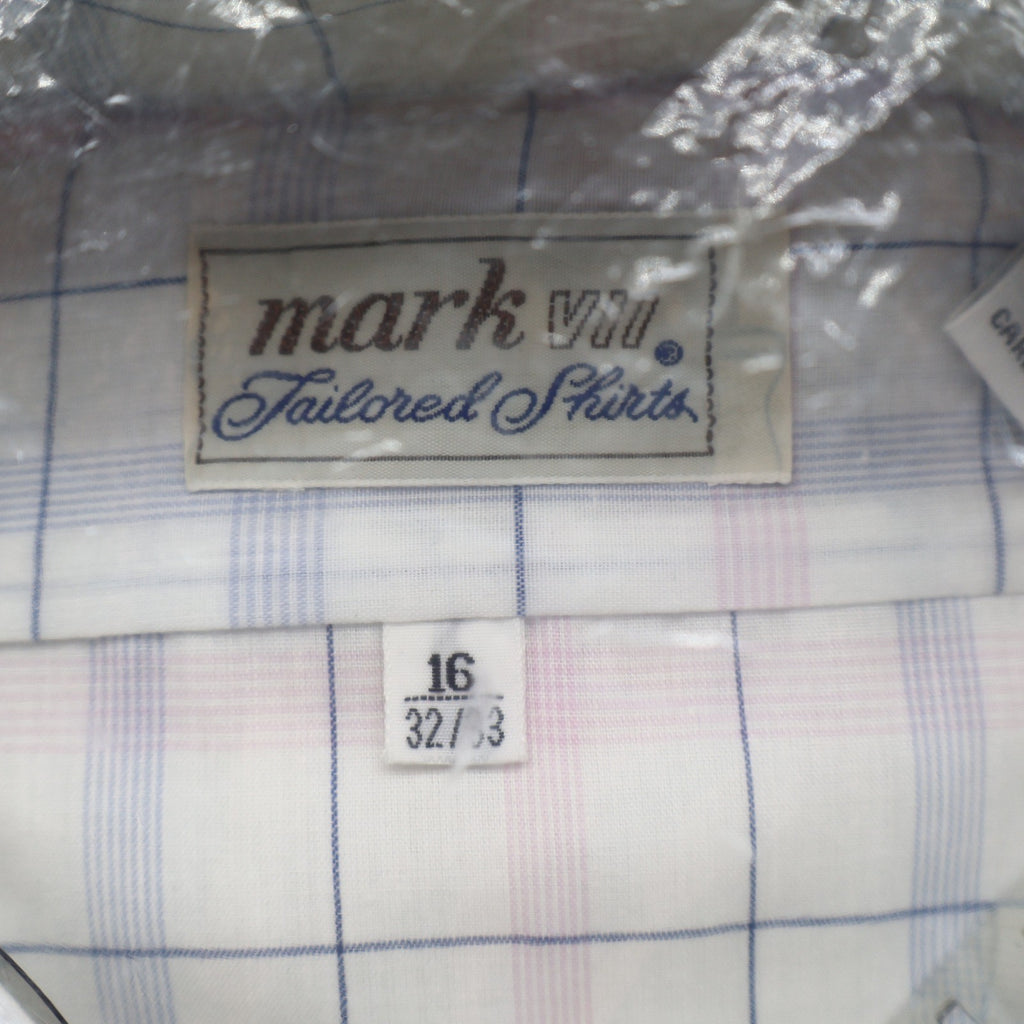 Mark VII Dress Shirt Mens 16 32/33 White Blue Pink Windowpane Plaid New Packaged - take2supply