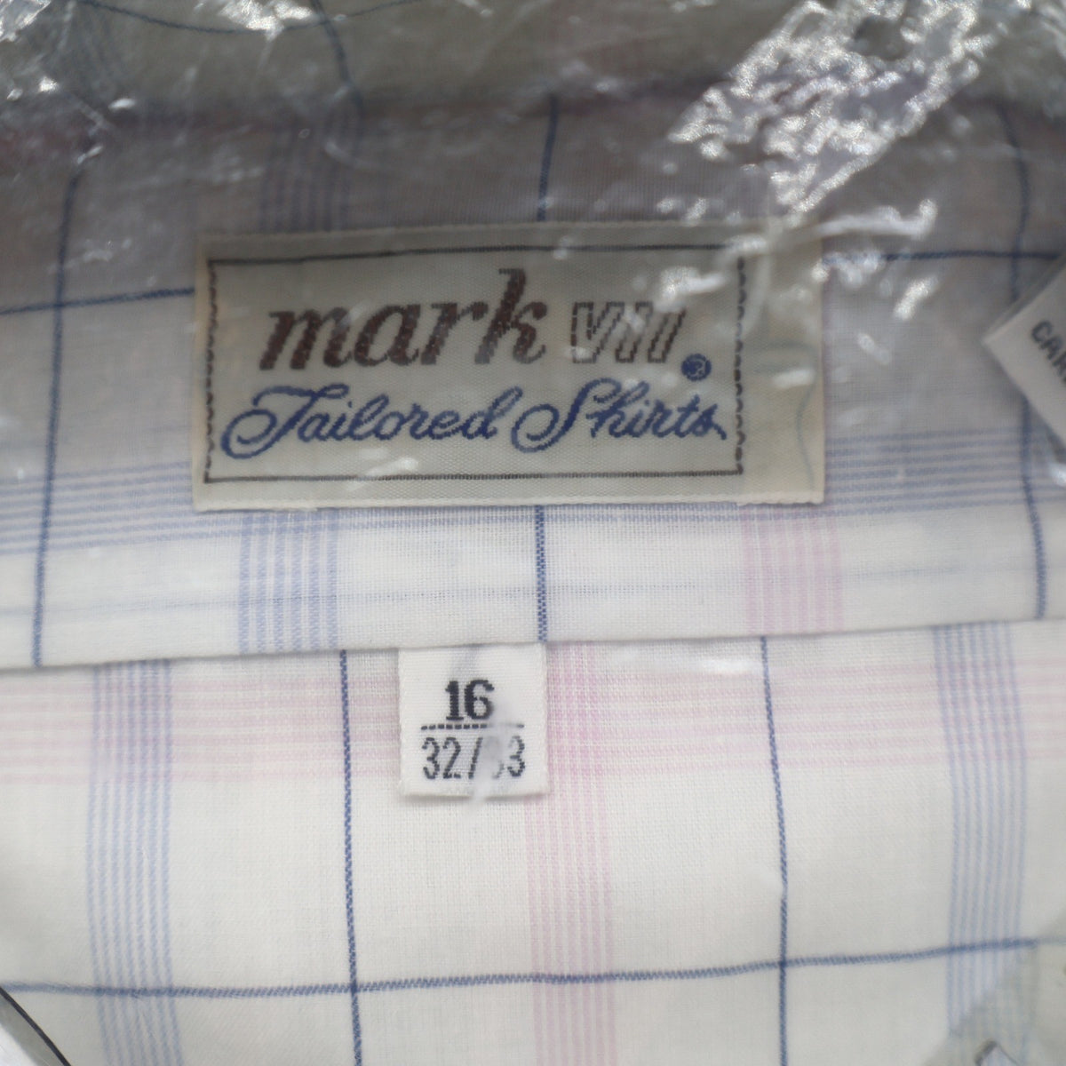 Mark VII Dress Shirt Mens 16 32/33 White Blue Pink Windowpane Plaid New Packaged - take2supply