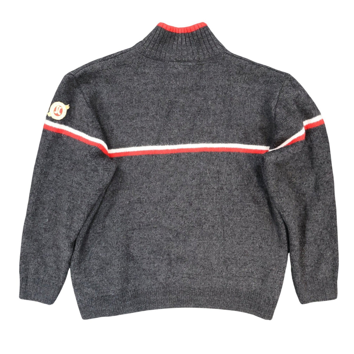 s.Cool Sports Quarter Zip Sweater Mens L Charcoal Excellent Striped Merino Wool - take2supply