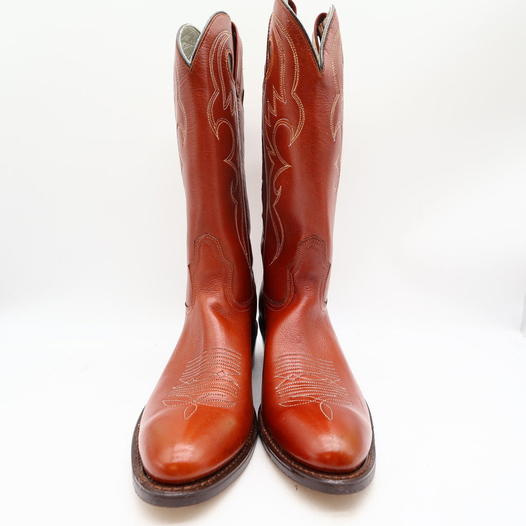 Acme Vintage Western Cowboy Boots Mens 9.5 D Cognac Leather New - take2supply