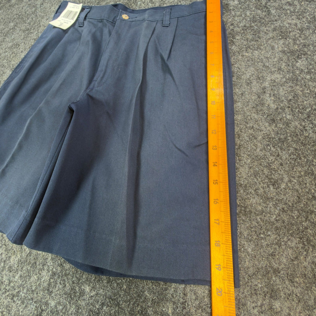 Wolf Mountain Key Shorts Mens 32 Navy Blue 100% Cotton Pleated Vintage USA NWT - take2supply