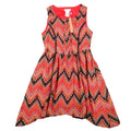 Esley Collection Dress Womens Small Red Geometric Chevron Handkerchief Hem NWT - take2supply