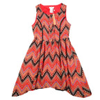 Esley Collection Dress Womens Small Red Geometric Chevron Handkerchief Hem NWT - take2supply