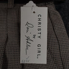 Christy Girl Dori Adler Pants Womens 12 Tan Black Belted Pleated USA NWT NOS - take2supply