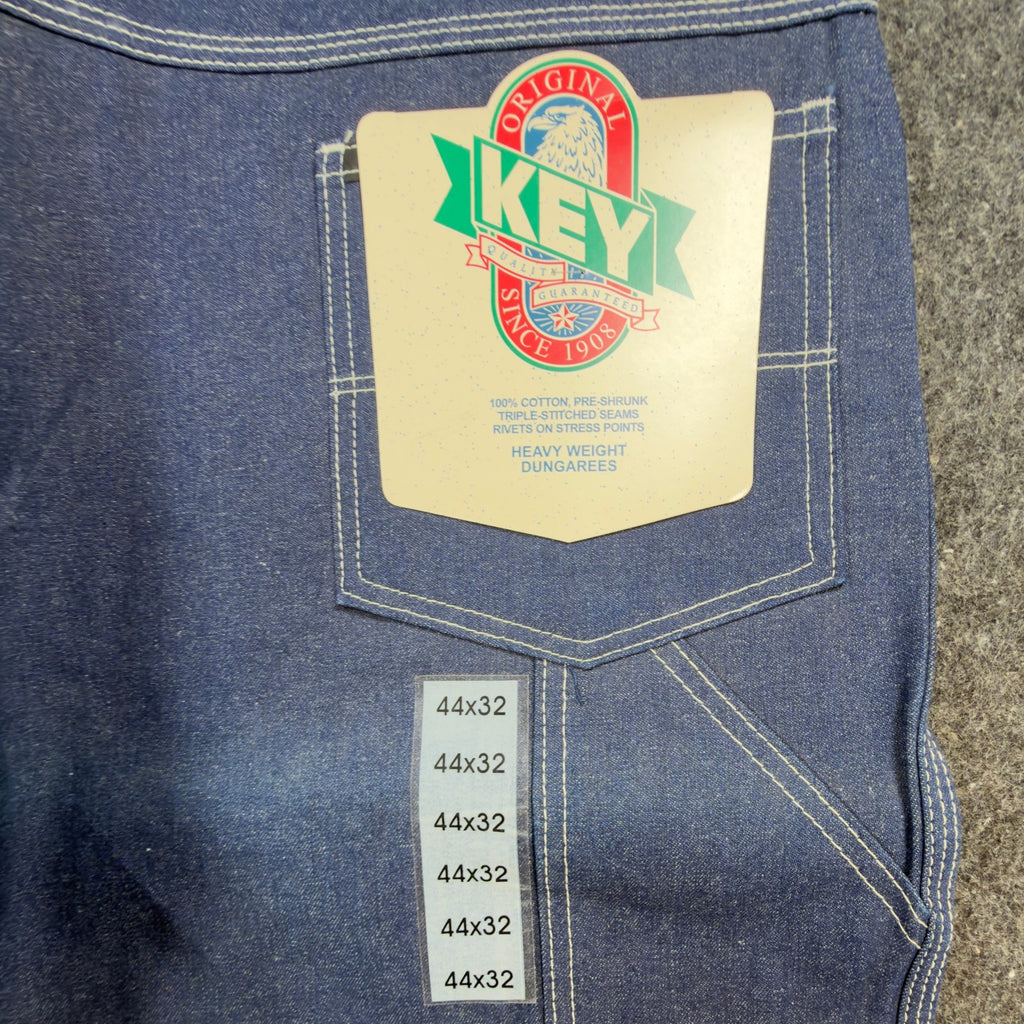 KEY Vintage 90s Dungaree Jeans Mens 44x32 USA Made Blue Denim NWT - take2supply