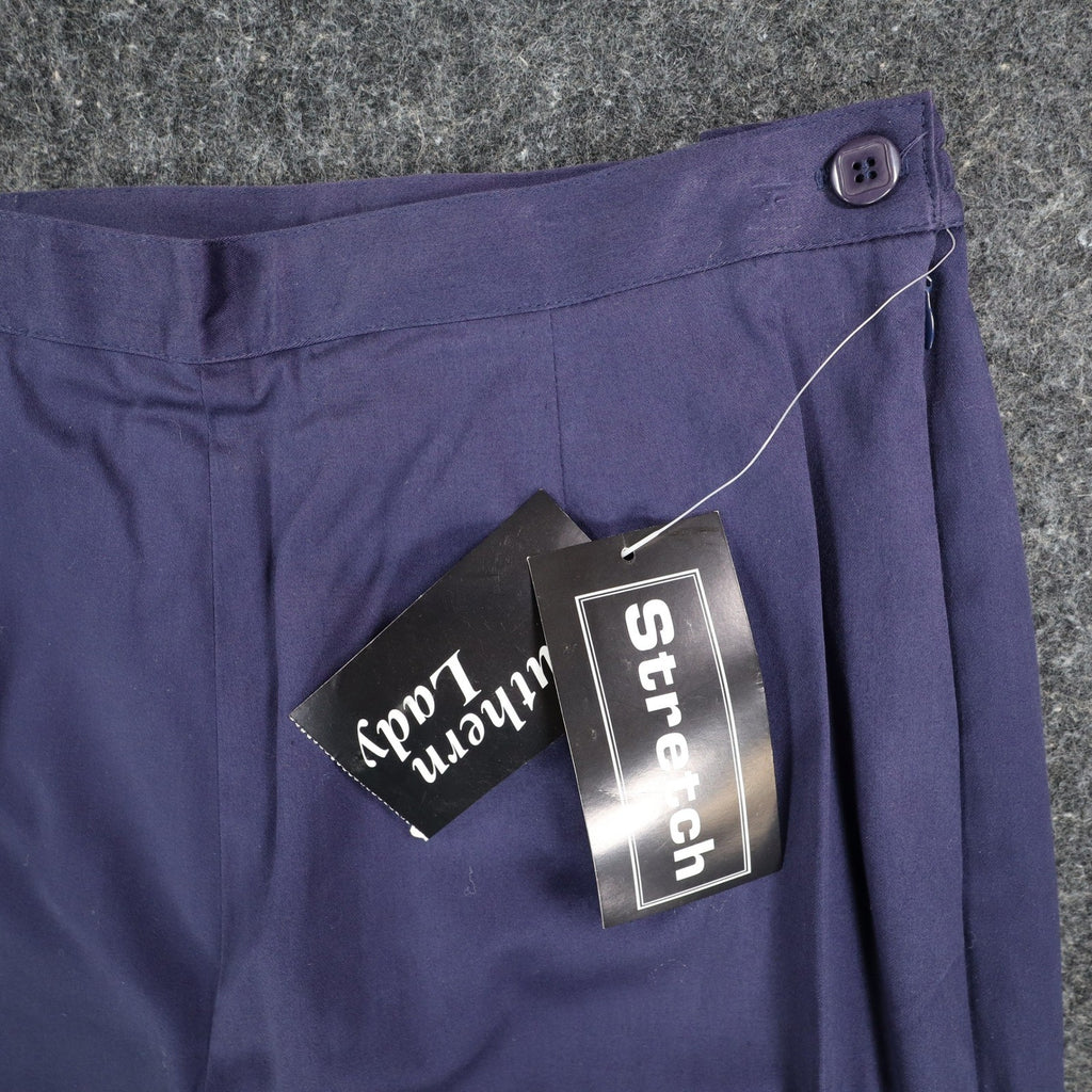 Southern Lady Pants Womens 6 Navy Cotton Stretch Straight Leg Side Zip NWT 570J - take2supply