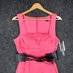 XOXO Sheath Dress Womens 9/10 Pink Cotton Stretch Belted Block Party 5897CBN5 - take2supply
