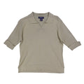 SML Design Polo Sweater Women Medium Tan Short Sleeve Cotton Blend Ribbed NWT - take2supply