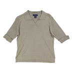SML Design Polo Sweater Women Medium Tan Short Sleeve Cotton Blend Ribbed NWT - take2supply