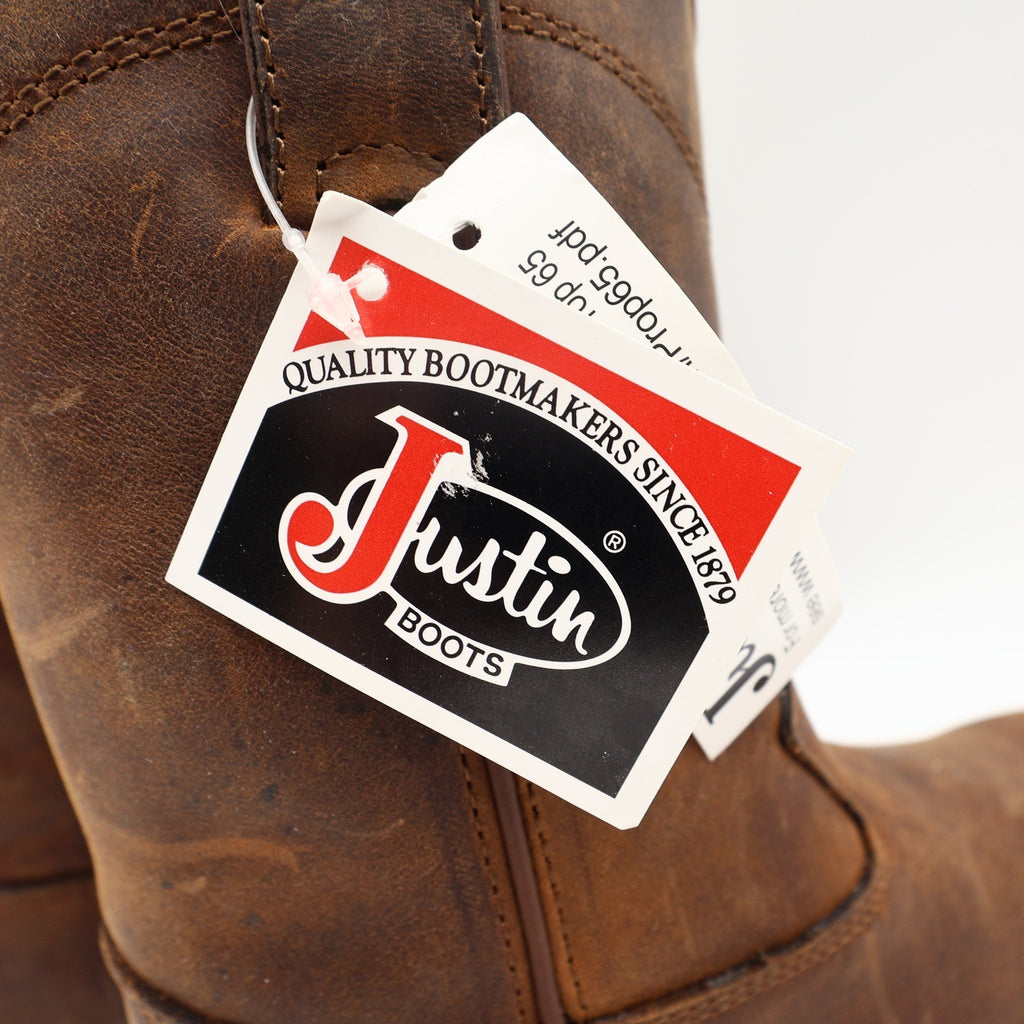 Justin Kids Western Boots 11.5 D Brown Leather 3410C NWT Deadstock New - take2supply