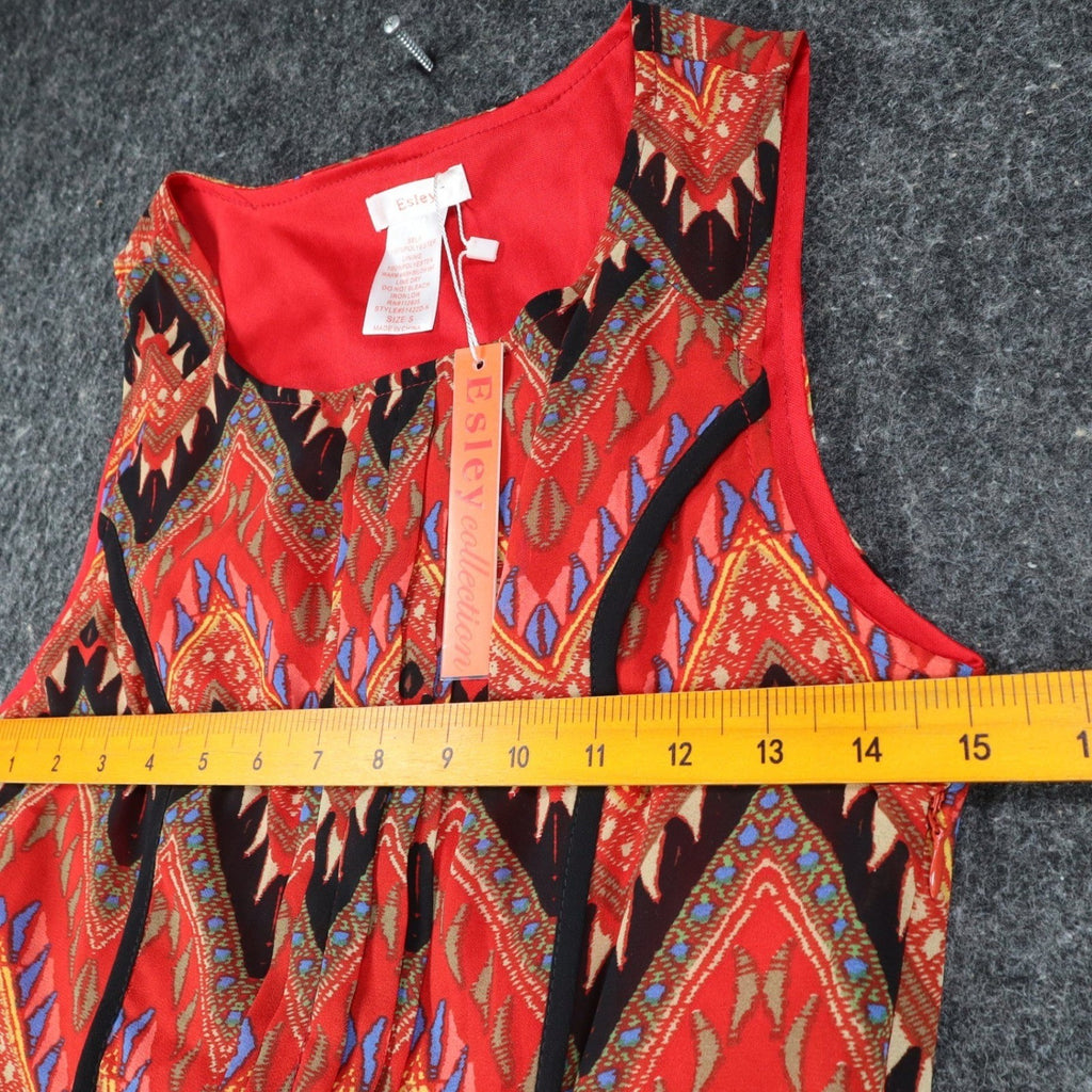 Esley Collection Dress Womens Small Red Geometric Chevron Handkerchief Hem NWT - take2supply