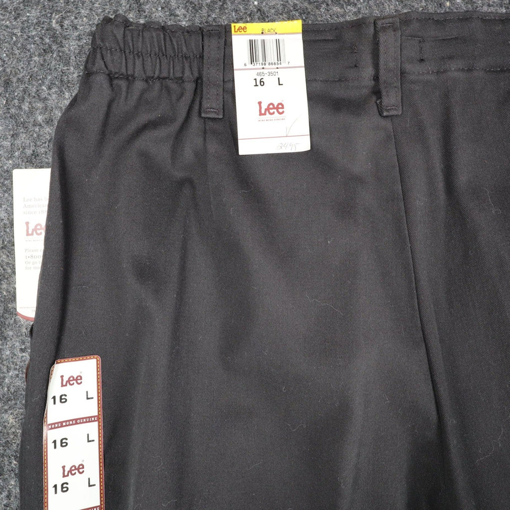 Lee Tapered Leg Pants Womens 16 L Black Smart Fabric Side Elastic Pleated C863 - take2supply