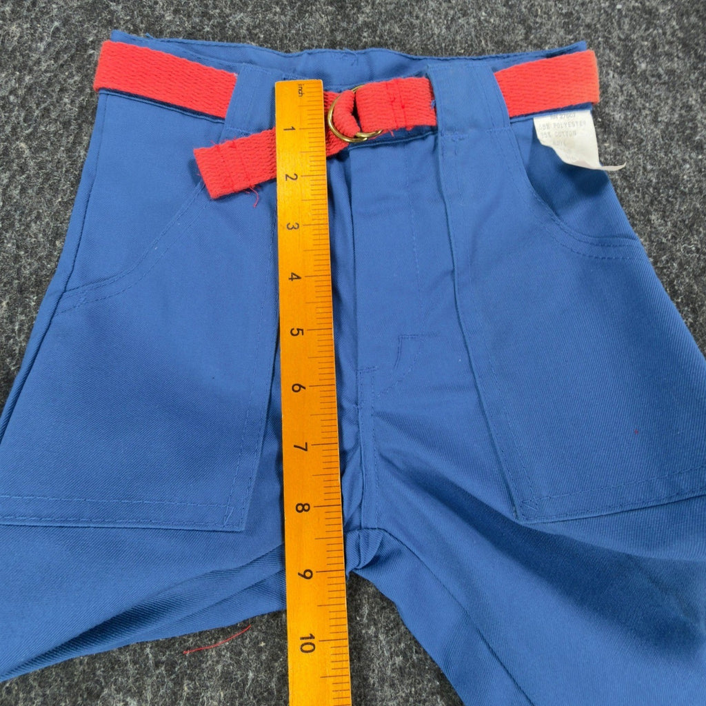 Vintage 70s Kids Trousers Boys 5 Slim Royal Blue Poly Cotton NWT C546 - take2supply