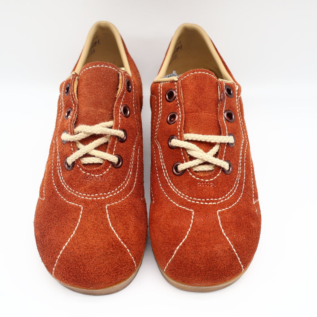 Travlers Lace Up Shoes Womens 5.5 Vintage Rust Brown Suede Gum Wedge Sole NOS - take2supply