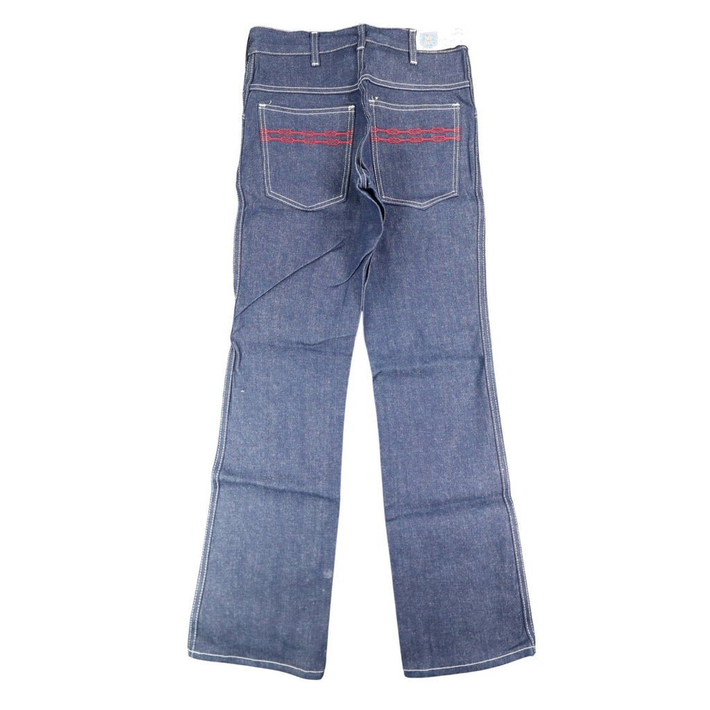 Key Jeans Vintage Womens 27 M Blue Red Embroidered Flare Jeans NWT - take2supply