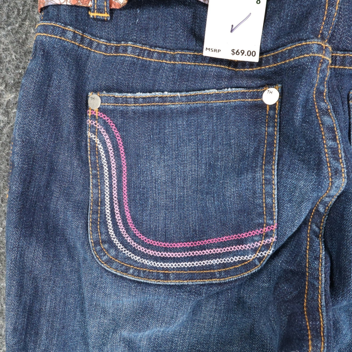 Tommy Hilfiger Jeans Womens 8 Vintage 2000s Low Rise Stretch Blue Floral Belt - take2supply