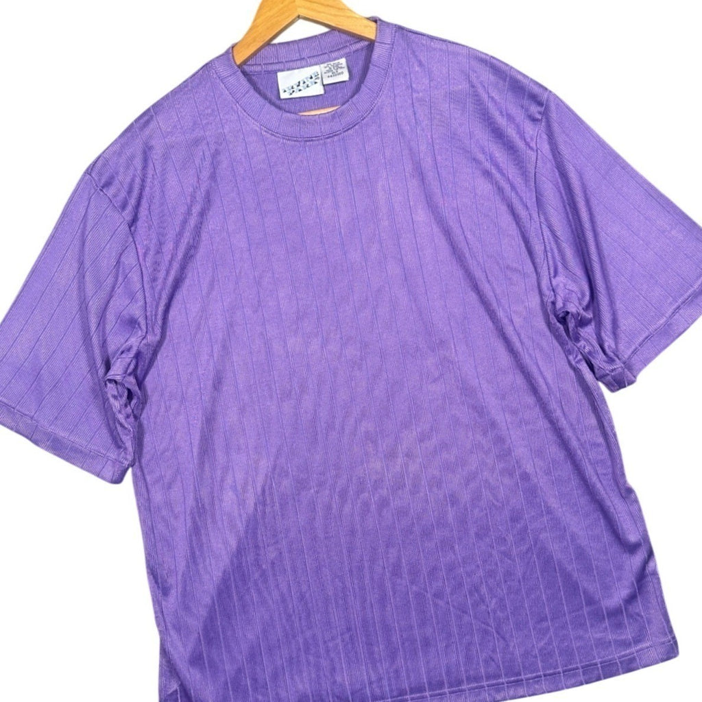 Irvine Park Purple Pinstripe Short Sleeve Crew Neck T Shirt Mens XL - take2supply
