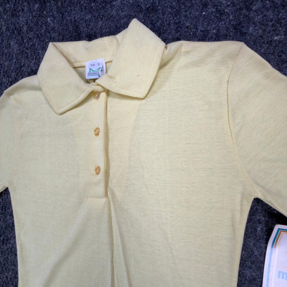 Maverick Vintage 70s Polo Shirt Juniors Small Yellow Cotton Blend NWT Deadstock - take2supply