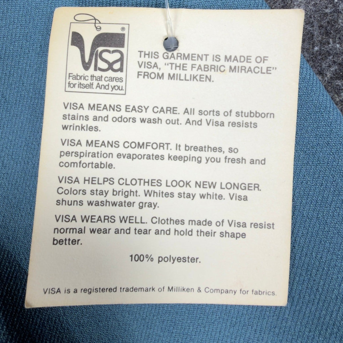 Visa Vintage 70s Stretch Trousers Womens 12 Blue Polyester Deadstock NWT - take2supply