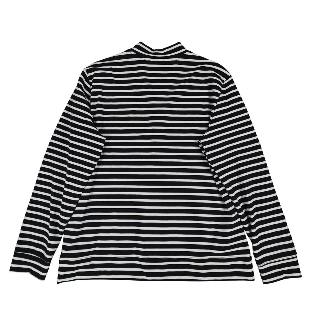 Links Womens S Black White Striped Full Zip Knit Jacket Stretch NWT - take2supply