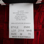 N Touch Blouse Womens Medium Vintage Red Black Geometric Button Front 3/4 Sleeve - take2supply