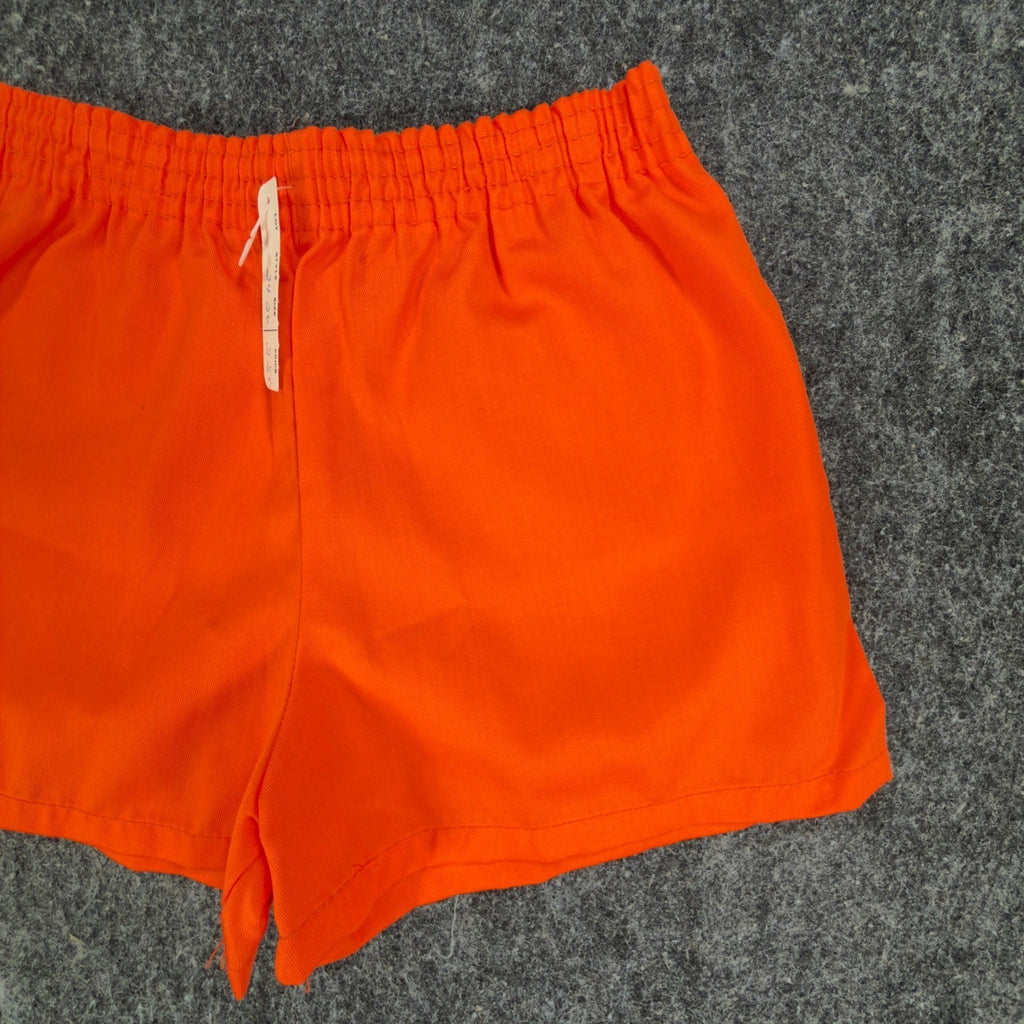 Fruit of the Loom Vintage 70s Gym Shorts Boys XS 24-26 Orange Cotton NWT - take2supply