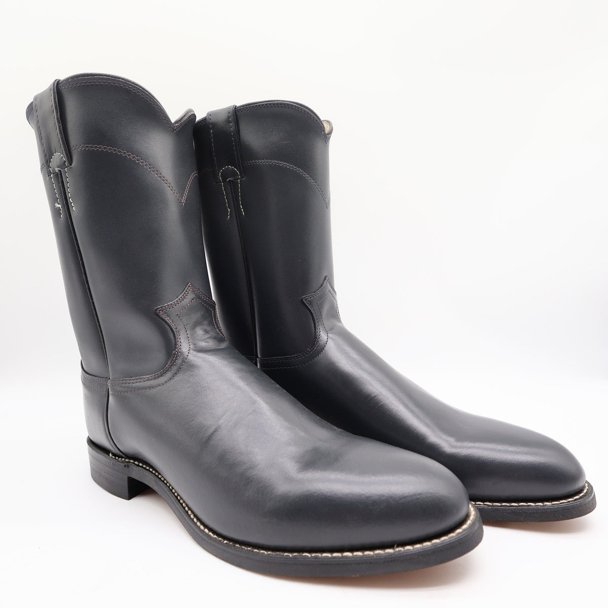 Justin Vintage 80s Western Boots Mens 9D Grey Leather Roper 3025M NIB - take2supply