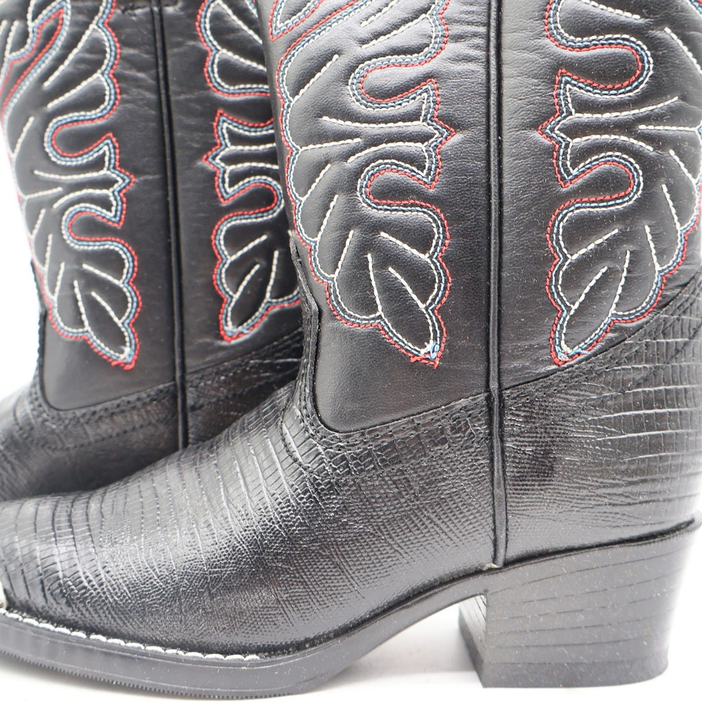 Laredo Western Cowboy Boots Kids Size 2D Vintage Black Lizard Embossed 28-2230-6 - take2supply