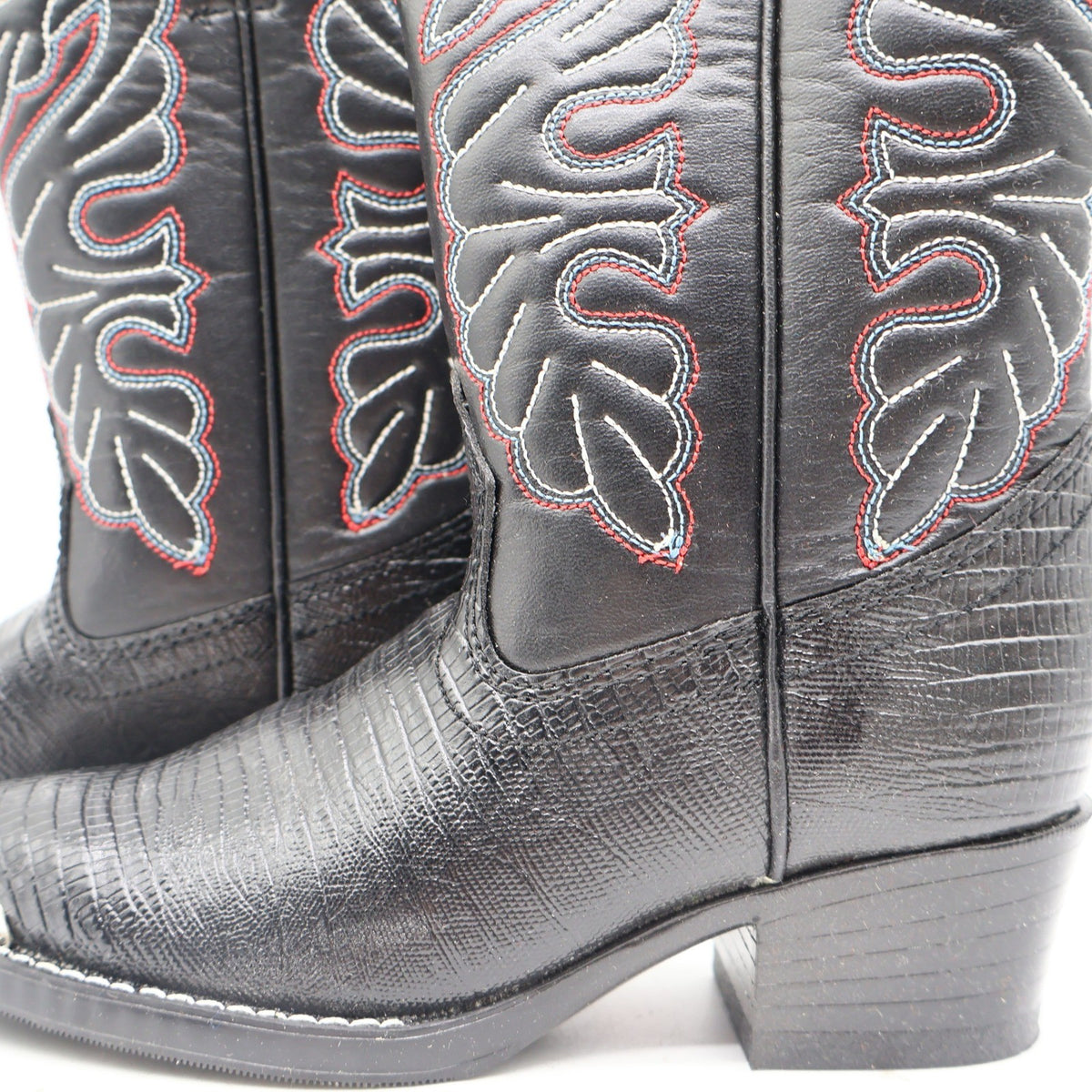 Laredo Western Cowboy Boots Kids Size 2D Vintage Black Lizard Embossed 28-2230-6 - take2supply